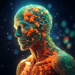 Obraz premium Flavonoids binding to receptors in the human body, depicted in a scientific 3D