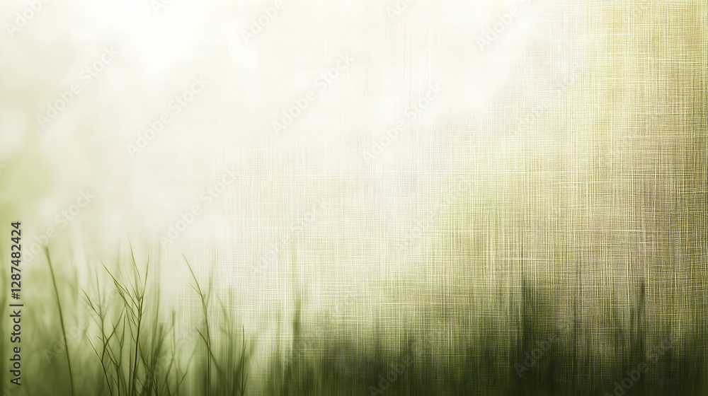 Poster serene abstract image featuring soft, blurred grass against a textured linen background. perfect for