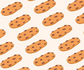 Choco Chips Cookies Cute Pattern Background Illustration