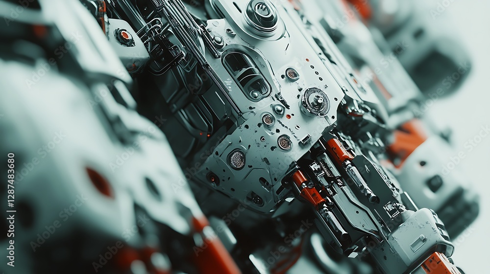 Poster detailed abstract futuristic mechanism close-up with intricate design elements