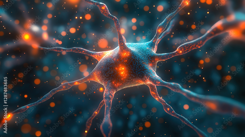 Poster a bright and colorful neural network design showcasing big data and cybersecurity with a soft bokeh 