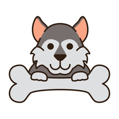 Vector image of a dog icon with a bone on a white background