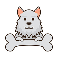 Vector image of a dog icon with a bone on a white background