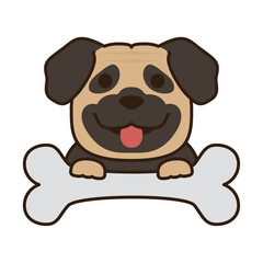 Vector image of a dog icon with a bone on a white background