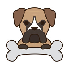 Vector image of a dog icon with a bone on a white background