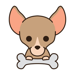 Vector image of a dog icon with a bone on a white background