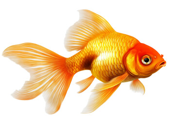 Elegant goldfish swimming transparent background png white space nature environment close-up view
