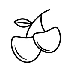 An amazing icon of wild cherries in modern design style, pair of cherries vector illustration, pictogram isolated on white background. color editable