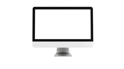 Modern computer screen display on transparent background png format white environment digital concept