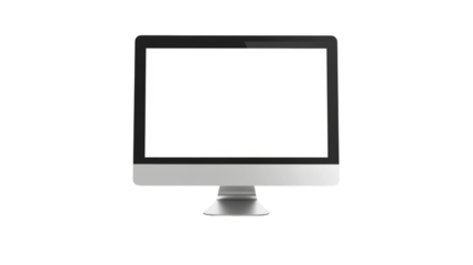 Minimalist desktop computer monitor on transparent background png format white environment modern design concept