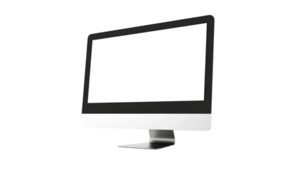 Minimalist desktop computer mockup with transparent background png for graphic design purposes