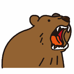 吠えるヒグマのかわいいイラスト素材