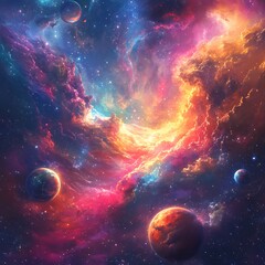 Obraz premium Colorful Nebulae Planets Space