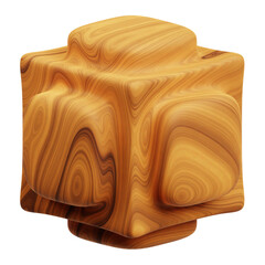 wood abstract shape 3d icon isolated on the transparent background