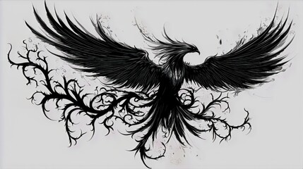 Obraz premium 고딕 타락천사 타투 – 다크 판타지와 애수적인 미학