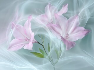 Fototapeta premium Delicate Pink Lilies in Soft Smoke