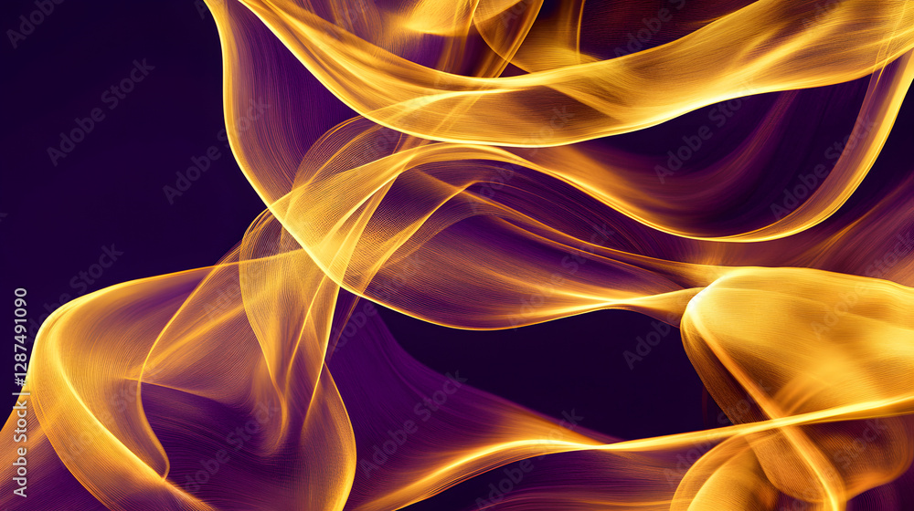 Poster close up of a purple background with yellow and orange lines creating an abstract design