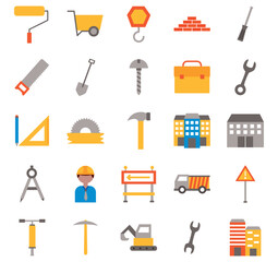 Set of construction vector icons with white background