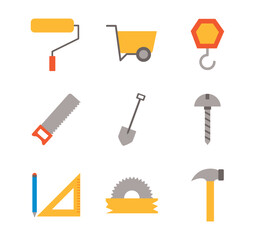 Set of construction vector icons with white background