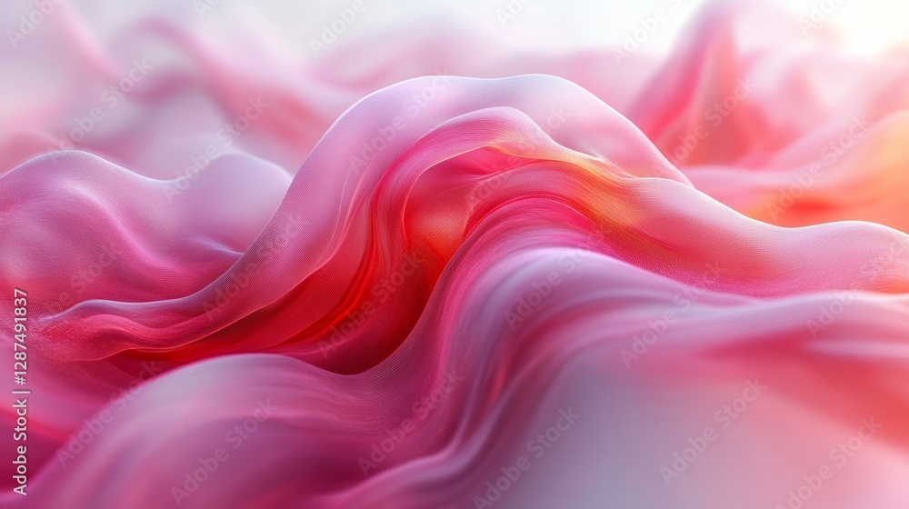 Aufkleber soft pink and orange flowing fabric waves, abstract pattern. elegance and fluidity concept