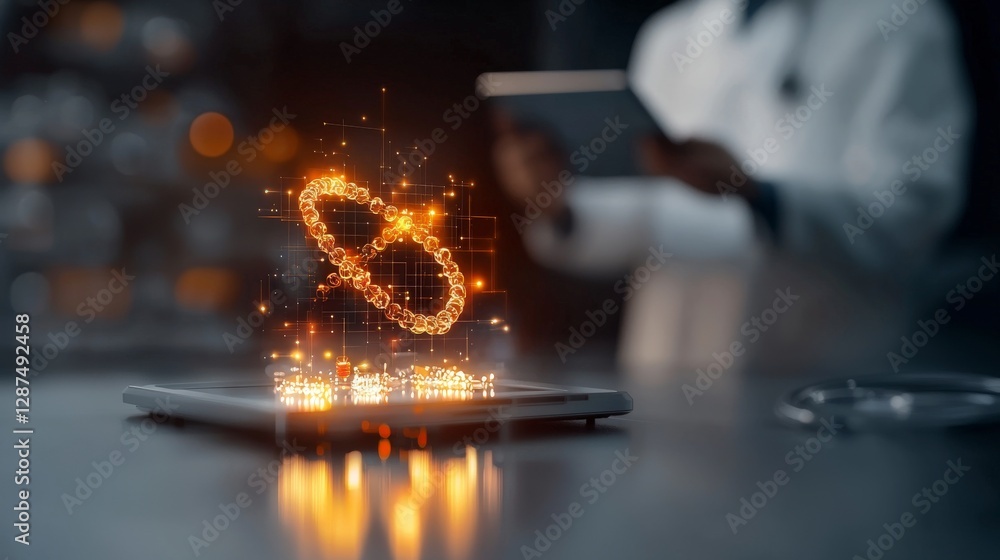 Poster innovative technology visualization with 3d data representation and interactive display in modern la
