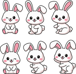 Obraz premium set of easter rabbits vector