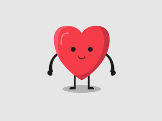 flat vector illustration of a heart with arms