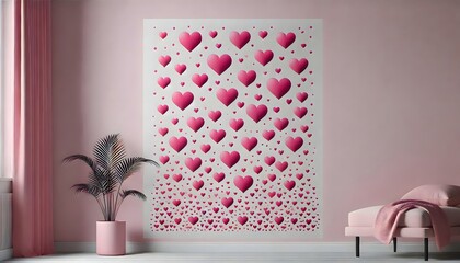 modern living room with pink heart