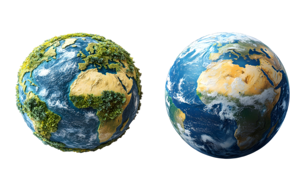 Realistic 3D rendering of planet Earth with detailed continents and oceans