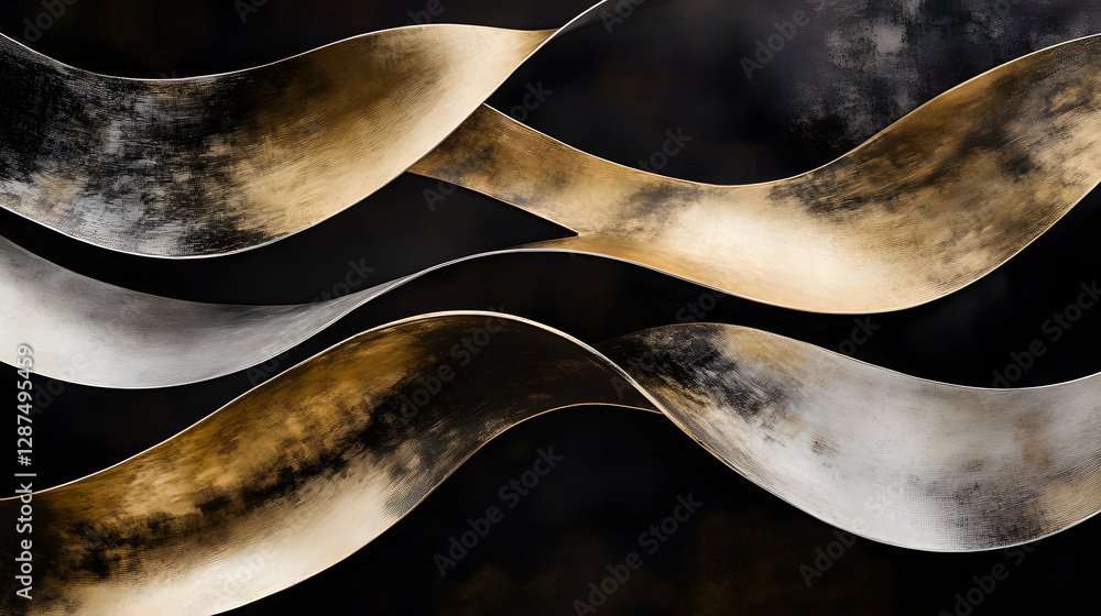 Poster black and gold abstract background with fluid shapes and textures for modern design projects