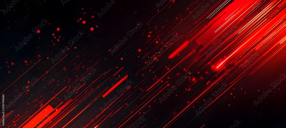 Poster red lines and shapes make abstract artistic composition