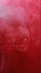 Splash paint abstraction. Vapor texture. Defocused red white haze mist ink vapor liquid sparkle flow fluid on art light background.