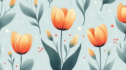 Vibrant floral arrangement pastel blue background digital artwork decorative design aesthetic viewpoint seamless pattern