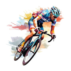 Dynamischer Radfahrer in kr&auml;ftigen Farben