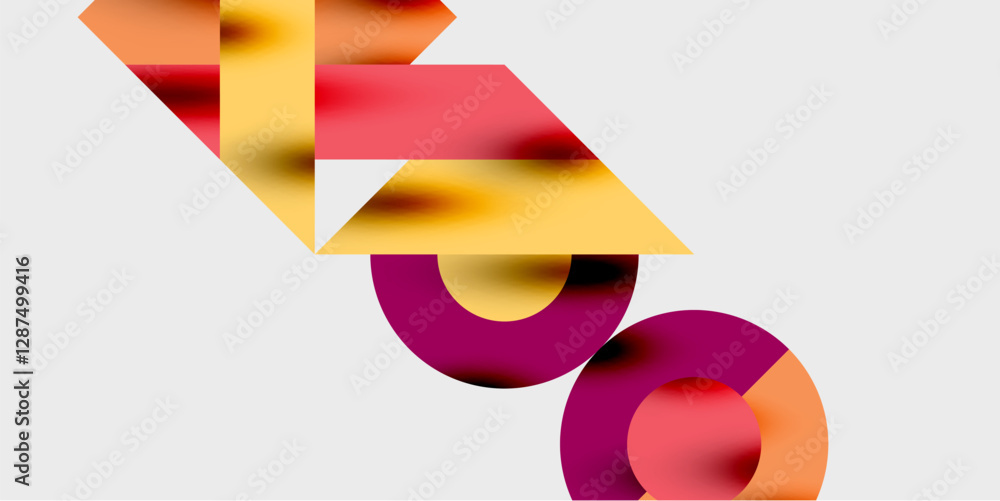 Aufkleber Modern abstract background featuring circles, lines, and triangles in a dynamic geometric composition. Perfect for stylish, tech, or creative-themed designs