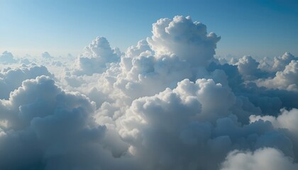 Flying Above Clouds Aerial View with Blue Sky and White Clouds