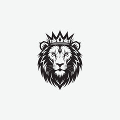 Discover a bold and powerful crowned lion logo with a sharp-edged mane in a black and white vector style. Perfect for branding, tattoos, esports, or royalty-themed designs.