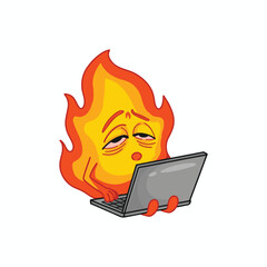 artwork illustration and t shirt design fire work tired bring laptop sticker design