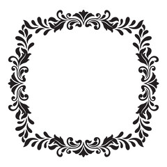 tattoo and t-shirt design black and white hand drawn rectangle twigs and leaves frame