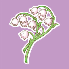 illustration art Lily of the valley sticker vector design