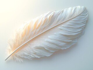 Obraz premium Ethereal Glowing Feather Isolated on Pristine White Background Concept