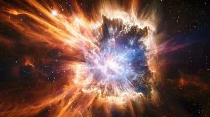 A massive interstellar explosion ignites a nebula, sending rippling waves of cosmic light