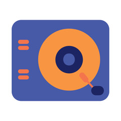 Flat Vector Illustration of a Retro Turntable or Vinyl Record Player &ndash; Music and DJ Equipment Icon for Vintage Audio and Entertainment Designs