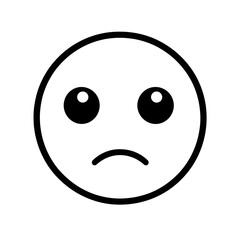 Fototapeta premium Black and White Retro Sad Emoticon Illustration: Negative Mood Icon for Social Media and Web Design