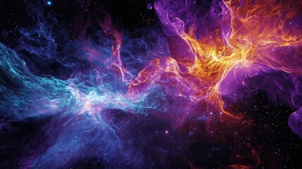 Fototapeta premium A futuristic AI sculpts nebula patterns into intricate intergalactic highways of luminous plasma