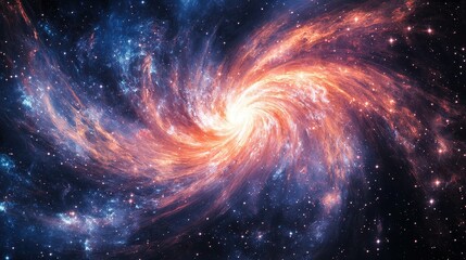 A celestial tornado of nebula gas spirals through the galaxy, forming radiant interstellar waves