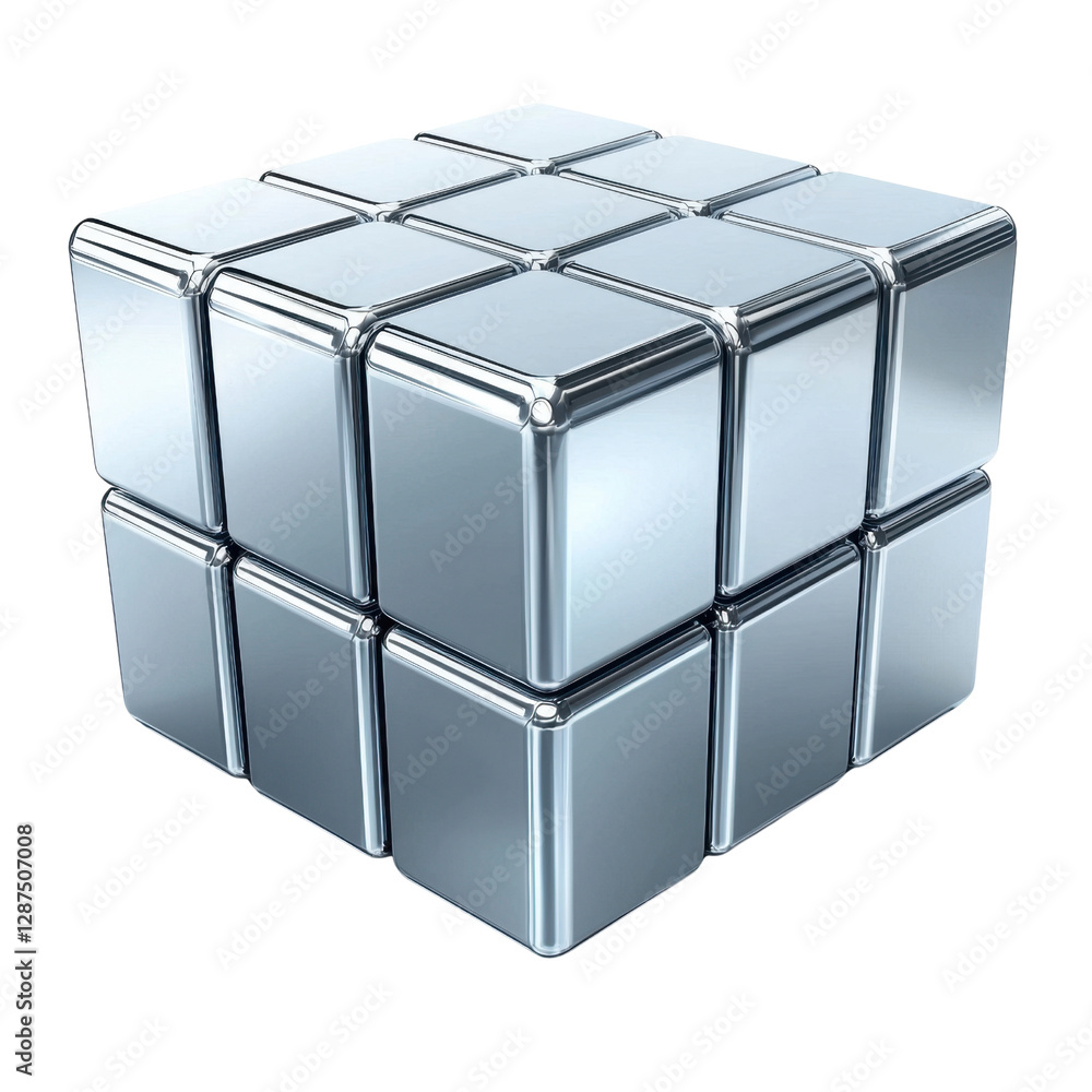 Poster modern metallic cube structure with glossy finish and reflection