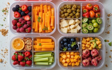 Healthy Bento Box with Fresh Fruits Vegetables and Nutritious Snacks
