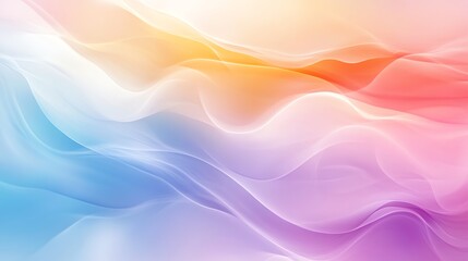 Fototapeta premium A soft, colorful wave pattern blending pastel shades of pink, blue, and orange, creating a soothing and abstract background.