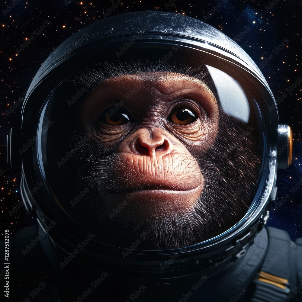 Wall mural an astronaut monkey floating in space, showcasing the wonders of the universe.